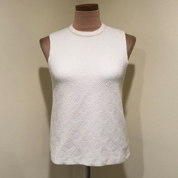 Anthropologie Postmark Textured Top Size XS Cream Geometric Diamond Pattern - Picture 2 of 8